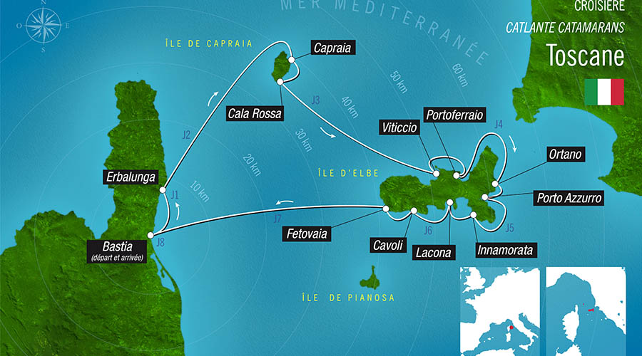 France - Corse - Italie - Ile d'Elbe - Croisière en catamaran Corse vers les îles Toscanes